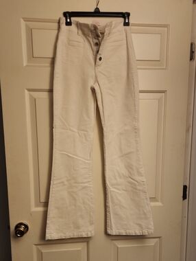 High-Waist White Flare Jeans